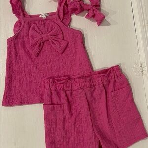 Kate Mack Fuchsia Bow Top and Shorts Set
